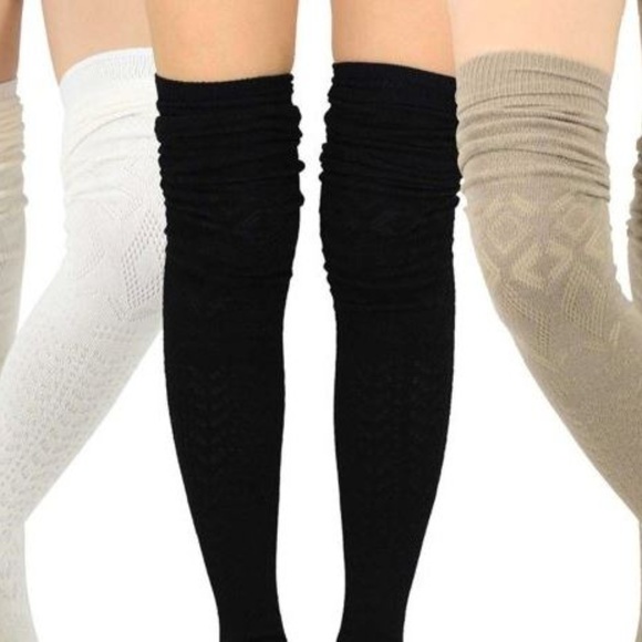 Accessories - Thigh High Socks 3 Pair Pack Diamond Design